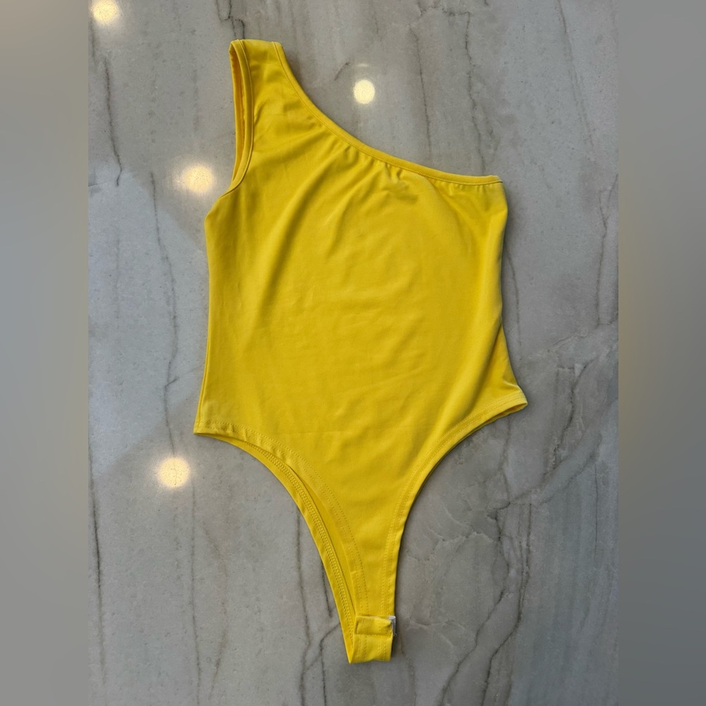 Yellow One-Shoulder Bodysuit